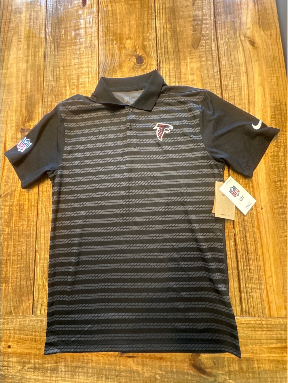 New Nike NFL Atlanta Falcons Dri-FIT Polo Shirt Black Size Medium Mens